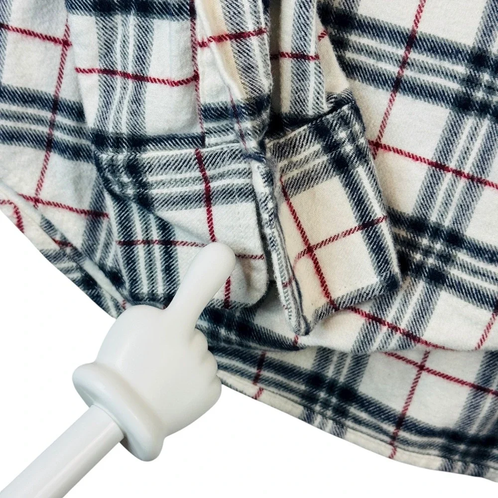 Banana Republic Mens S White‎ Black Red Plaid Flannel Shirt Standard Long Sleeve